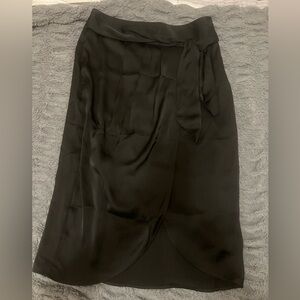 Express Black Satin Midi Skirt